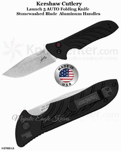 Kershaw Knives KS7600 Launch 5 AUTO CPM-154 Stonewashed Blade Aluminum Handles Emerson Design Folding Knife