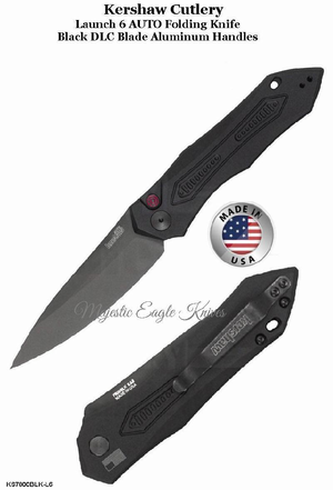 Kershaw Knives KS7800BLK Launch 6 AUTO CPM-154 Black DLC Blade, Aluminum Handled Folding Knife