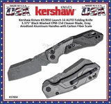Kershaw Knives KS7850 Launch 14 AUTO Folding Knife 3.375" Black Washed CPM-154 Cleaver Blade, Gray Anodized Aluminum Handles with Carbon Fiber Scale