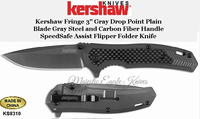 Kershaw Knives KS8310 Kershaw Fringe Gray Drop Point Gray Steel and Carbon Fiber SpeedSafe Assist Flipper Folder Pocket Knife Kershaw Knives KS8310 Kershaw Fringe Gray Drop Point Gray Steel and Carbon Fiber SpeedSafe Assist Flipper Folder Pocket Knife