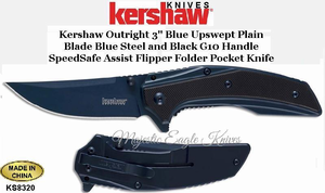 Kershaw Knives KS8320 Kershaw Outright Blue Upswept Blade Blue Steel and Black G10 SpeedSafe Assist Flipper Folder Pocket Knife Kershaw Knives KS8320 Kershaw Outright Blue Upswept Blade Blue Steel and Black G10 SpeedSafe Assist Flipper Folder Pocket Knife