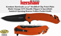 Kershaw Knives KS8650 Kershaw Barricade 3-1/2" Modified Clip Point Plain Blade Orange GFN Handle Flipper & SpeedSafe Assisted Opening Rescue Folder Knife Kershaw Knives KS8650 Kershaw Barricade 3-1/2" Modified Clip Point Plain Blade Orange GFN Handle Flipper & SpeedSafe Assisted Opening Rescue Folder Knife