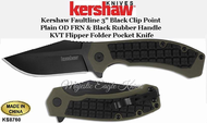 Kershaw Knives KS8760 Kershaw Faultline 3" Black Clip Point Plain OD FRN & Black Rubber Handle KVT Flipper Folder Pocket Knife Kershaw Knives KS8760 Kershaw Faultline 3" Black Clip Point Plain OD FRN & Black Rubber Handle KVT Flipper Folder Pocket Knife