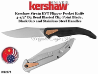 Kershaw KS2076 Kershaw Strata KVT Flipper Knife 4.5" D2 Bead Blasted Clip Point Blade, Black G10 and Stainless Steel Handles Kershaw KS2076 Kershaw Strata KVT Flipper Knife 4.5" D2 Bead Blasted Clip Point Blade, Black G10 and Stainless Steel Handles