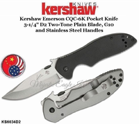 Kershaw KS6034D2 Kershaw Emerson CQC-6K Pocket Knife 3-1/4" D2 Two-Tone Plain Blade, G10 and Stainless Steel Handles Kershaw KS6034D2 Kershaw Emerson CQC-6K Pocket Knife 3-1/4" D2 Two-Tone Plain Blade, G10 and Stainless Steel Handles