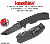 Kershaw KS6044TBLK Kershaw Emerson CQC-8K Pocket Knife 3-1/2" Black Tanto Plain Blade, Black G10 Handles Kershaw KS6044TBLK Kershaw Emerson CQC-8K Pocket Knife 3-1/2" Black Tanto Plain Blade, Black G10 Handles