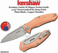 Kershaw KS7007CU Kershaw Natrix M Flipper Pocket Knife 3.25" Stonewashed D2 Drop Point Plain Blade, Copper Handles Kershaw KS7007CU Kershaw Natrix M Flipper Pocket Knife 3.25" Stonewashed D2 Drop Point Plain Blade, Copper Handles