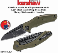 Kershaw KS7008OLBLK Kershaw Natrix XL Flipper Pocket Knife 3.75" Black Oxide Drop Point Plain Blade, OD Green G10 Handles Kershaw KS7008OLBLK Kershaw Natrix XL Flipper Pocket Knife 3.75" Black Oxide Drop Point Plain Blade, OD Green G10 Handles