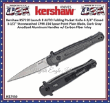 Kershaw KS7150 Kersaw Launch 8 3-1'2" Stonewashed CPM-154 Spear Point Blade, Dark Gray Anodized Aluminum Handles w/ Carbon Fiber Inlay AUTO Pocket Knife