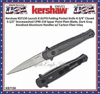 Kershaw KS7150 Kersaw Launch 8 3-1'2" Stonewashed CPM-154 Spear Point Blade, Dark Gray Anodized Aluminum Handles w/ Carbon Fiber Inlay AUTO Pocket Knife Kershaw KS7150 Kersaw Launch 8 3-1'2" Stonewashed CPM-154 Spear Point Blade, Dark Gray Anodized Aluminum Handles w/ Carbon Fiber Inlay AUTO Pocket Knife