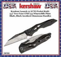 Kershaw KS7650 Kershaw Launch 13 AUTO Pocket Knife 3.5" Two-Tone CPM-154 Wharncliffe Plain Blade, Black Anodized Aluminum Handles Kershaw KS7650 Kershaw Launch 13 AUTO Pocket Knife 3.5" Two-Tone CPM-154 Wharncliffe Plain Blade, Black Anodized Aluminum Handles