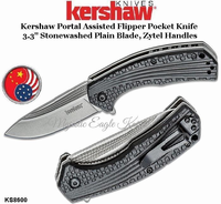 Kershaw KS8600 Kershaw Portal Assisted Flipper Pocket Knife 3.3" Stonewashed Plain Blade, Zytel Handles Kershaw KS8600 Kershaw Portal Assisted Flipper Pocket Knife 3.3" Stonewashed Plain Blade, Zytel Handles