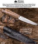 Kizlyar Supreme Knives KK0008 Malamute Caucasus Walnut Wood Handle Made from 4-�� Long German Niolox Steel, 9-5/8" Overall Black Embossed Designed Leather Sheath Included