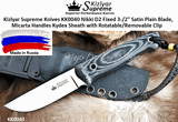 Kizlyar Supreme Knives KK0040 Nikki D2 Fixed 3-/2" Satin Plain Blade, Micarta Handles Kydex Sheath with Rotatable/Removable Clip
