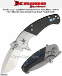 Krudo Knives KOTF232 Krudo 2-1/2" 9Cr18MoV Satin Finish   Stainless Steel Drop Point Plain Blade Carbon Fiber Handle Pocket Knife 
