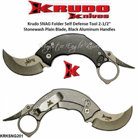 Krudo Knives KRKSNG201 SNAG Folder Self Defense Tool 2-1/2" Stonewash Plain Blade, Black Aluminum Handles Krudo Knives KRKSNG201 SNAG Folder Self Defense Tool 2-1/2" Stonewash Plain Blade, Black Aluminum Handles