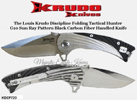 Krudo Knives Krudo KDCF723 DISCIPLINE 3-1'4" Cr18MoV Stainless Steel Drop Point Plain Blade, Sculpted Stainless Steel Handles w/Carbon Fiber Scales Flipper Pocket Knife Krudo Knives Krudo KDCF723 DISCIPLINE 3-1'4" Cr18MoV Stainless Steel Drop Point Plain Blade, Sculpted Stainless Steel Handles w/Carbon Fiber Scales Flipper Pocket Knife