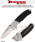Krudo Knives KVNX246 Krudo VINIX 3-1/2" N690 Stainless Steel Stonewash Finish PLain Blade Black G-10 Handle Folding Pocket Knife 
