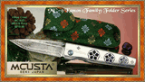 Mcusta Cutlery MC-92D Kikyo Crest "Kamon"-Damascus Bladed Knife W/Decorative Woven Nishijin Pouch