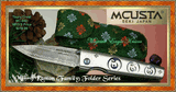 Mcusta Cutlery MC-93D Tsuru Crest "Kamon"-Damascus Bladed Knife W/Decorative Woven Nishijin Pouch