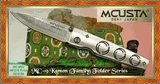 Mcusta Cutlery MC-95D "MATSUBA Crest "Kamon"-Damascus Bladed Knife W/Decorative Woven Nishijin Pouch