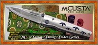Mcusta Cutlery MC-97D "SASA Crest "Kamon"-Damascus Bladed Knife W/Decorative Woven Nishijin Pouch