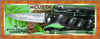 Mcusta Cutlery MC13D Damascus Hunter Knife African Ebony Wood Handle comes with an Integral Pocket Clip