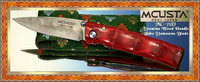Mcusta Cutlery MC75D Stamina Wood "Take" Damascus Hunter Knife W/Decorative Woven Nishijin Pouch