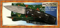 Mcusta Cutlery MC76D Take Damascus Hunter Knife African Ebony Wood W/Decorative Woven Nishijin Pouch