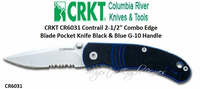 Columbia River Knife and Tool: CR6031 CRKT Contrail 3-1/4" Closed 2-1/2" Z60DCV1 (55-57HCR) Combo Edge Pocket Knife Blade G-10 Handle Columbia River Knife and Tool: CR6031 CRKT Contrail 3-1/4" Closed 2-1/2" Z60DCV1 (55-57HCR) Combo Edge Pocket Knife Blade G-10 Handle