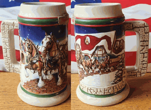 STEIN-1997-BUDWEISER-HANDCRAFTED-IN-BRAZIL-1998-GRANT'S-FARM-HOLIDAY-#CS343