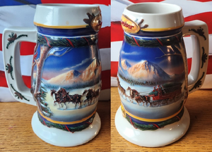 STEIN-1999-BUDWEISER-HANDCRAFTED-IN-BRAZIL-2000-HOLIDAY-SERIES-HOLIDAYS-IN-THE-MOUNTAINS-#CS416