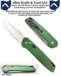 OHIO KNIFE & TOOL LLC Tactical D-2 Steel CNC Geen Alum Handle Auto Knife with Safety Lock