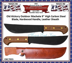 Old Hickory Outdoor OKC7055 Machete 9" High Carbon Steel Blade, Hardwood Handle, Leather Sheath Old Hickory Outdoor OKC7055 Machete 9" High Carbon Steel Blade, Hardwood Handle, Leather Sheath