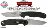 Ontario Knife Company OKC8860 OKC-RAT II SP 3-1/2" AUS-8 Stainless Steel Plain Blade Nylon Handled Pocket Knife