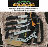 Outdoor Edge Knives OEBL-1 Butcher-Lite 8-Piece Field Butcher Kit, Nylon Roll-Pack/Belt Scabbard