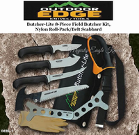 Outdoor Edge Knives OEBL-1 Butcher-Lite 8-Piece Field Butcher Kit, Nylon Roll-Pack/Belt Scabbard