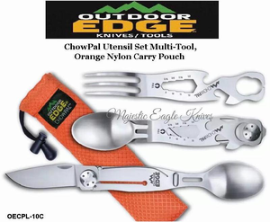Outdoor Edge Knives OECPL-10C Outdoor Edge ChowPal Utensil Set Multi-Tool, Orange Nylon Carry Pouch Outdoor Edge Knives OECPL-10C Outdoor Edge ChowPal Utensil Set Multi-Tool, Orange Nylon Carry Pouch