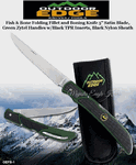 Outdoor Edge Knives OEFB-1 Outdoor Edge Fish & Bone Folding Fillet and Boning Knife 5" Satin Blade, Green Zytel Handles with Black TPR Inserts, Black Nylon Sheath
