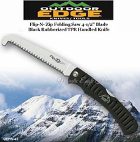 Outdoor Edge Knives OEFW-45 Outdoor Edge Flip-N- Zip Folding Saw 4-1/2" Blade Black Rubberized TPR Handled Knife & Black Nylon Sheath