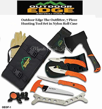 Outdoor Edge Knives OEOF-1 Outdoor Edge The Outfitter, 7 Piece Hunting Tool Set in Black Nylon Roll Case