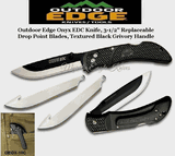 Outdoor Edge OEOX-10C Outdoor Edge Onyx-Lite Knife Lockback Folder with Replaceable Blades Textured Black Grivory Handle