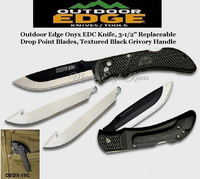 Outdoor Edge OEOX-10C Outdoor Edge Onyx-Lite Knife Lockback Folder with Replaceable Blades Textured Black Grivory Handle