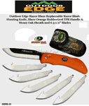 Outdoor Edge Knives OERB-20 Outdoor Edge Razor Blaze Replaceable Razor Blade Hunting Knife, Blaze Orange Rubberized Handle & Mossy Oak Sheath and 6 3-1/2" Blades