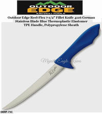 Outdoor Edge Knives OERF-75C Outdoor Edge Reel-Flex 7-1/2" Fillet Knife 4116 German Stainless Blade Blue Thermoplastic Elastomer  TPE Handle, Polypropylene Sheath