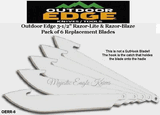 Outdoor Edge Knives OERR-6 Outdoor Edge 3-1/2" Razor-Lite and Razor Blaze Pack of 6 Replacement Blades