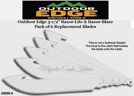 Outdoor Edge Knives OERR-6 Outdoor Edge 3-1/2" Razor-Lite and Razor Blaze Pack of 6 Replacement Blades