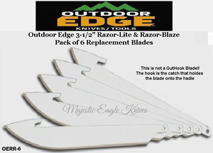 Outdoor Edge Knives OERR-6 Outdoor Edge 3-1/2" Razor-Lite and Razor Blaze Pack of 6 Replacement Blades