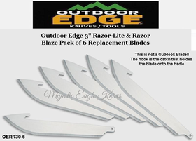 Outdoor Edge Knives OERR30-6 Outdoor Edge 3" Razor-Lite & Razor-Blaze Pack of 6 Replacement Blades Outdoor Edge Knives OERR30-6 Outdoor Edge 3" Razor-Lite & Razor-Blaze Pack of 6 Replacement Blades