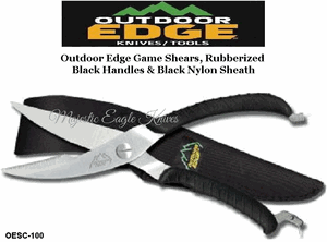 Outdoor Edge Knives OESC-100 Outdoor Edge Game Shears, Rubberized Black Handles & Black Nylon Sheath